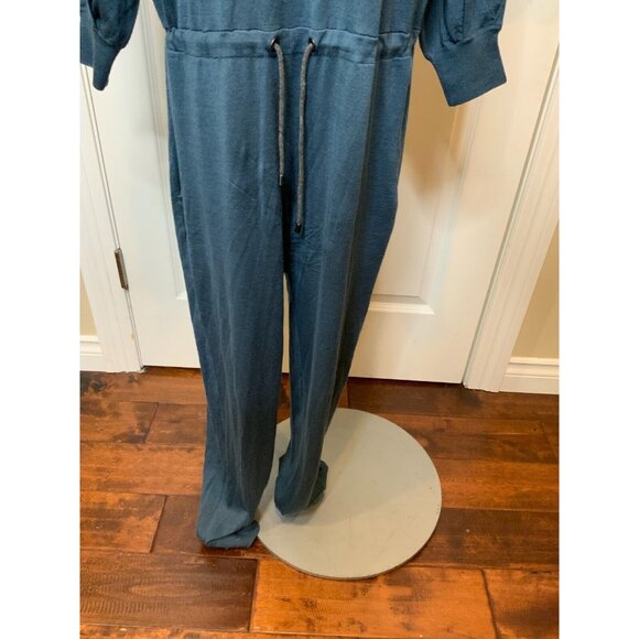Brunello Cucinelli Blue Cashmere Knit Long Sleeve High Neck Jumpsuit, Size Large - Picture 4 of 11